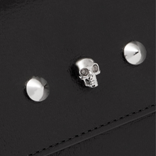 Load image into Gallery viewer, Embellishment on an Alexander McQueen Black Envelope Clutch available to rent