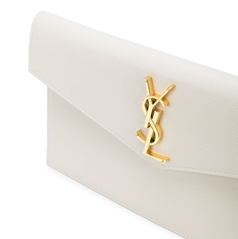 Uptown Leather Clutch White Luxe Library