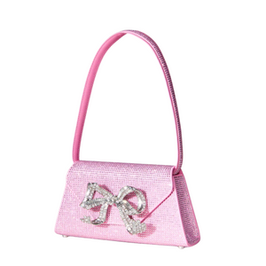 Rhinestone Bow Mini Shoulder Bag Pink