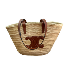 Load image into Gallery viewer, Classic Panier Basket Bag in Palm Leaves and Calfskin
