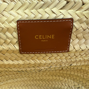 Classic Panier Basket Bag in Palm Leaves and Calfskin