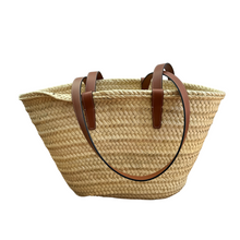 Load image into Gallery viewer, Classic Panier Basket Bag in Palm Leaves and Calfskin
