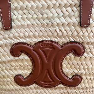 Classic Panier Basket Bag in Palm Leaves and Calfskin
