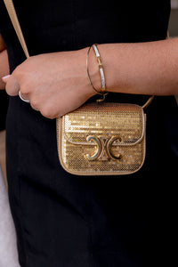 Celine mini triomphe bag in gold sequins
