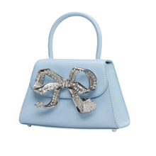Load image into Gallery viewer, The Bow Mini in Blue with Diamanté
