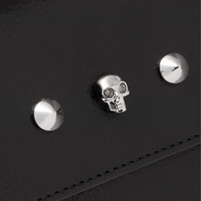Load image into Gallery viewer, Embellishment on an Alexander McQueen Black Envelope Clutch available to rent
