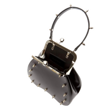 Load image into Gallery viewer, Interior of a Simone Rocha Leather Studded Designer Bag available to rent 
