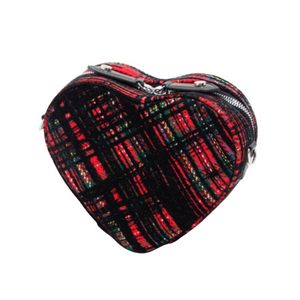 Velvet Tartan Heart Crossbody