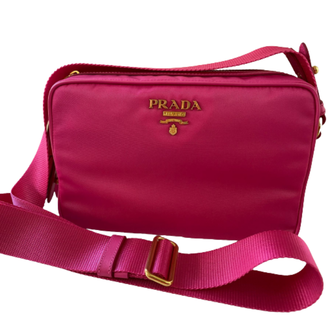 Pink Prada Nylon designer bag with strap