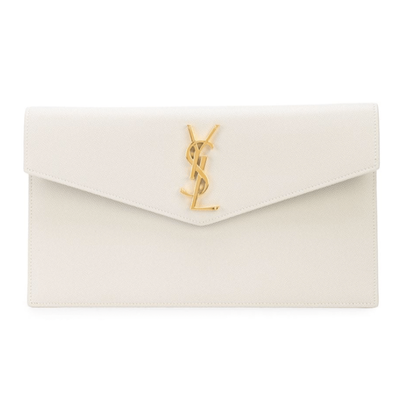 Uptown Leather Clutch White